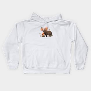 Cute Moose Animal Loving Cuddle Embrace Children Kid Tenderness Kids Hoodie